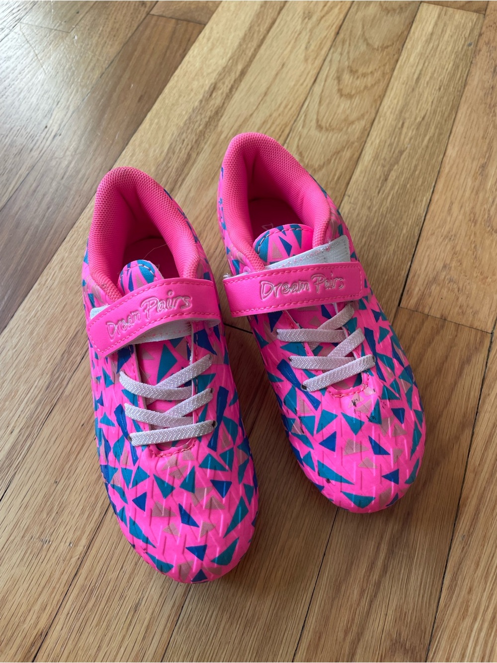 Dream Pairs Pink and Blue Geometric Kids Sneakers